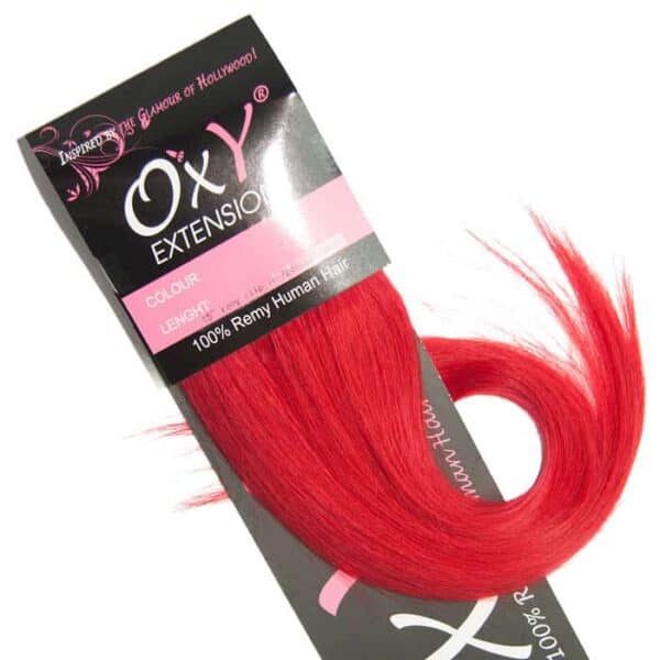 Estensione per capelli rossi Oxy, confezione da 50 cm, capelli sintetici lisci per acconciature vivaci e colorate.